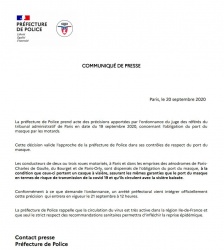 Le communiqué de presse de la Préfecture de Police