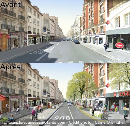 La rue de Vaugirard avant et après travaux - Crédit photo : Céline Orsingher/Paris en Commun