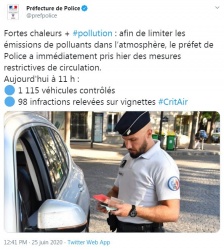 PV pour non respect de la circulation différenciée à Paris