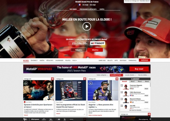 Le programme du Grand Prix de France sur le site motogp.com