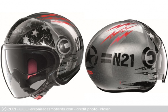 Casque Nolan N21 Visor Jet Fire Scratched Chrome