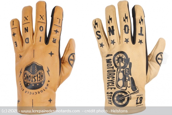 Gants Helstons Kustom Gold et beige Gants Helstons Kustom Gold et beige