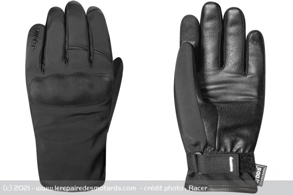 Softshell sur le dessus, cuir sur la paume