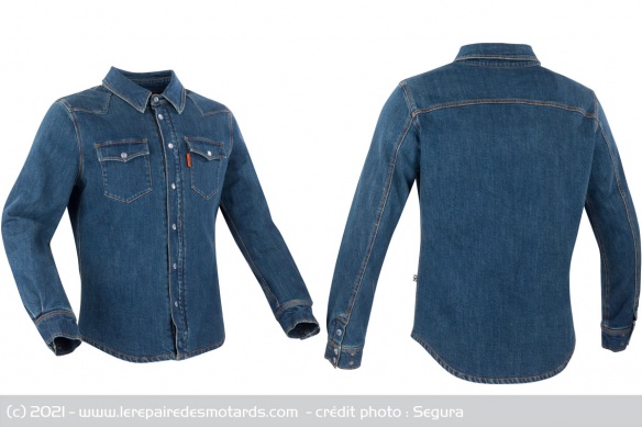 La veste de moto façon chemise en jean La veste de moto façon chemise en jean