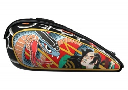 Une moto &agrave; gagner avec un r&eacute;servoir tatou&eacute; pour le concours de design Indian
