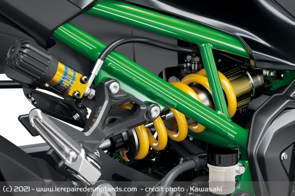 L'amortisseur Öhlins S46 de la Kawasaki Z900 SE L'amortisseur Öhlins S46 de la Kawasaki Z900 SE