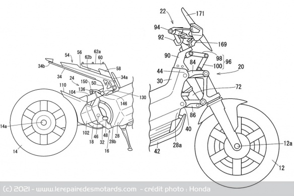 Le modèle s'appuie sur une suspension avant similaire à celle de la Gold Wing Le modèle s'appuie sur une suspension avant similaire à celle de la Gold Wing