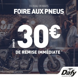 Jusqu'à 30 euros de remise sur les pneus motos