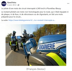 Flashé à 240 km/h sur une moto non homologuée