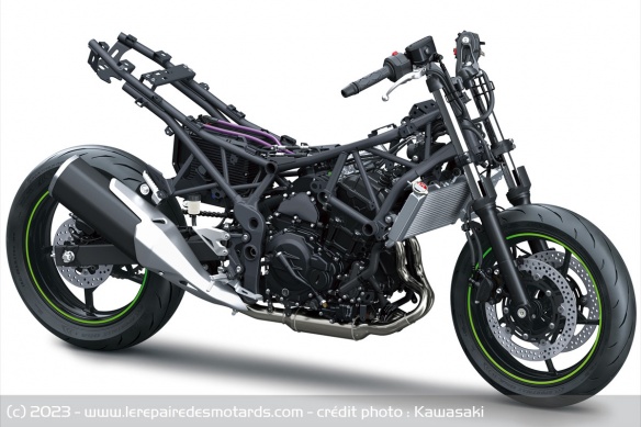 Le châssis est dérivé du treillis Kawasaki habituel