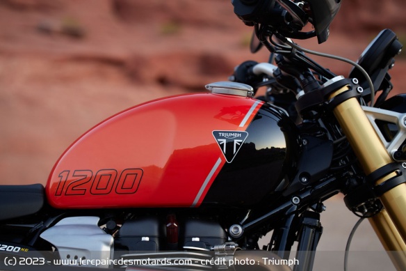Le réservoir de la Triumph Scrambler 1200 XE 2024 Le réservoir de la Triumph Scrambler 1200 XE 2024