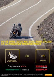 Promos pneus motos Pirelli : 30 euros de réduction