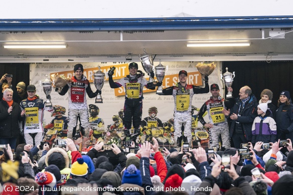 Le podium final de l'Enduropale du Touquet 2024 - Crédit photo : Honda
