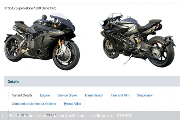 L'illustration présente sur le document australien d'homologation de la Superveloce 1000 'Serie Oro'