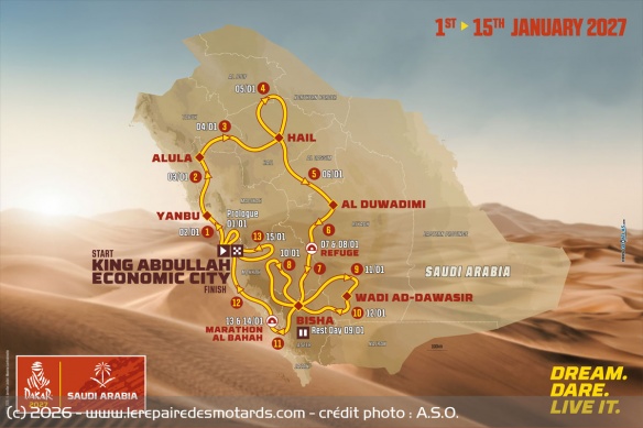 Le Dakar 2027 se disputera sur 5.320 km de sp&eacute;ciales
