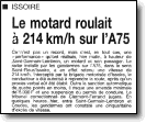 Coupure de presse : le motard roulait à 214 km/h sur l'A75