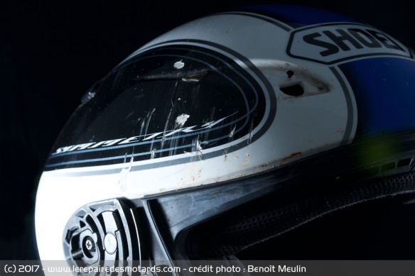 Crash test Shoei XR 1100, zone d'impact