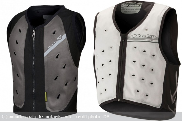 Les gilets à résevoir Macna et Alpinestars
