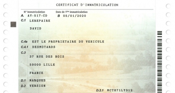 Premier volet de la Carte Grise