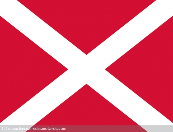 Drapeau rouge avec croix de St-André blanche