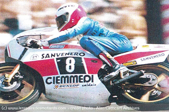 Bianchi sur la MBA 125 de 1980 sponsorisée par Sanvenero