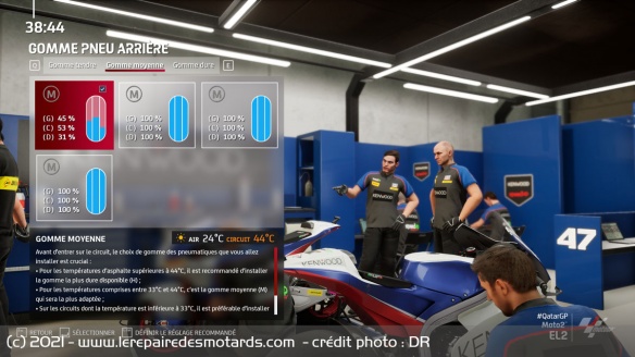 Comme en vrai, l'allocation des pneus est limitée, attention à ne pas griller toutes ses gommes avant la course