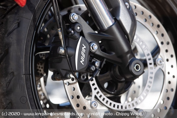 Les dernières génération de freins Nissin, ici sur la Triumph Trident 660 Les dernières génération de freins Nissin, ici sur la Triumph Trident 660