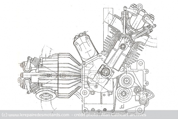 Croquis original du V-Twin à 120° de 1933