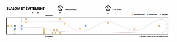 Parcours de l'allure normale avec slalom et évitement