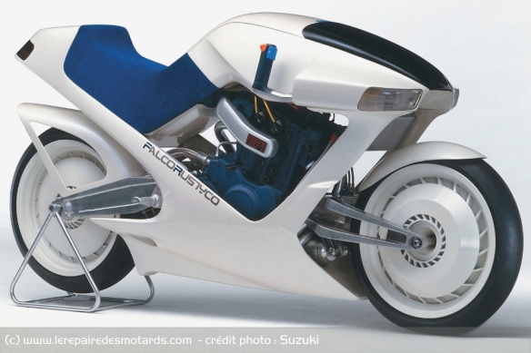 La Falco Rustyco, concept futuriste imaginé par Suzuki en 1985 La Falco Rustyco, concept futuriste imaginé par Suzuki en 1985