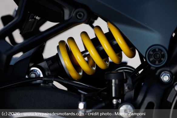 L'amortisseur Marzocchi de la Benelli TRK 902 Stradale