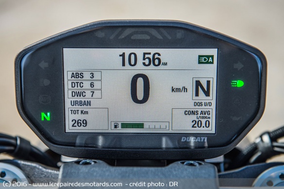 L'instrumentation de la Ducati Monster 1200 S