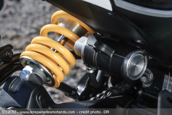 L'amortisseur arrière de la Ducati Scrambler Desert Sled