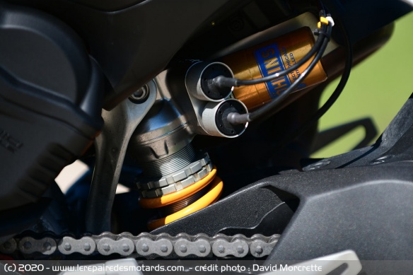 Amortisseur arrière Öhlins TTX36 à réglage électronique, débattement 130 mm