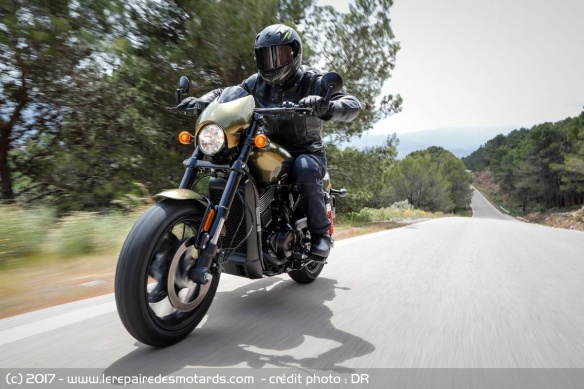 Harley-Davidson Street Rod sur départementale