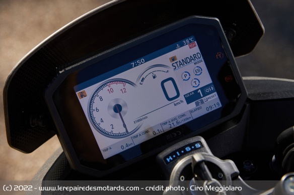 Le compteur TFT de 5 pouces est emprunté à la CB1000R