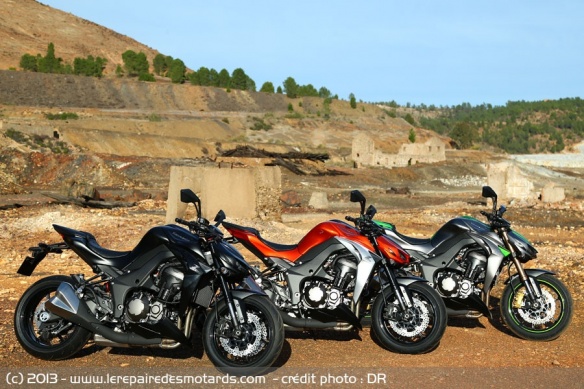 Coloris Kawasaki Z1000 : noir; orange, vert