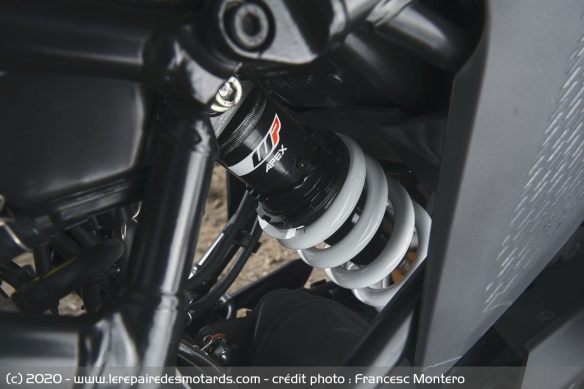 L'amortisseur arrière WP Apex de la KTM 390 Adventure