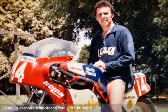 Scott Webster avec la Moto Martin Kawasaki en 1987