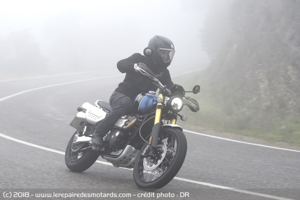 La Scrambler 1200 XE dans la brume