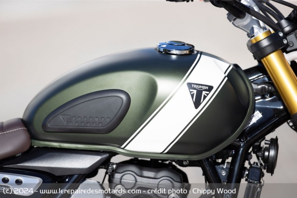 Le réservoir de la Triumph Scrambler 400 X