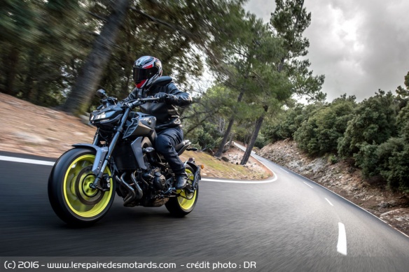 Yamaha MT-09 en courbe