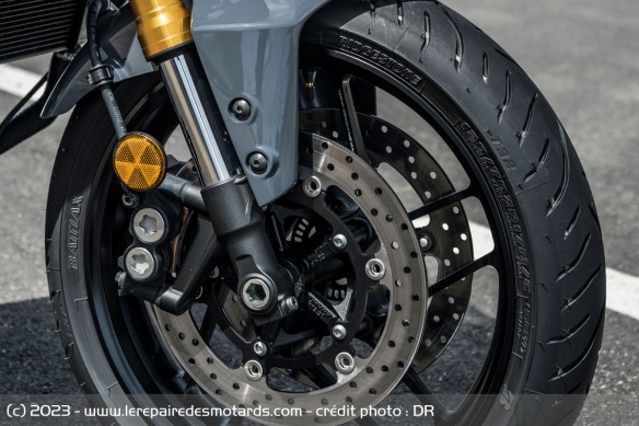 Le frein avant de la Yamaha Tracer 9 GT+