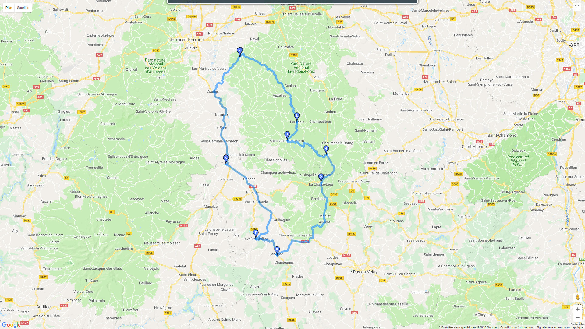 Pour zoomer sur la carte et avoir plus de détails, connectez-vous ! Carte roadbook Balade en Haute Loire