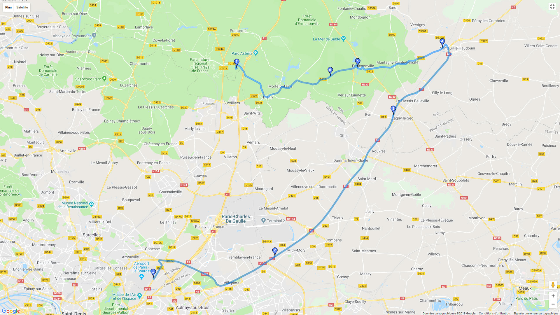 Pour zoomer sur la carte et avoir plus de détails, connectez-vous ! Carte roadbook SFC Le Bourget - Mont Royal