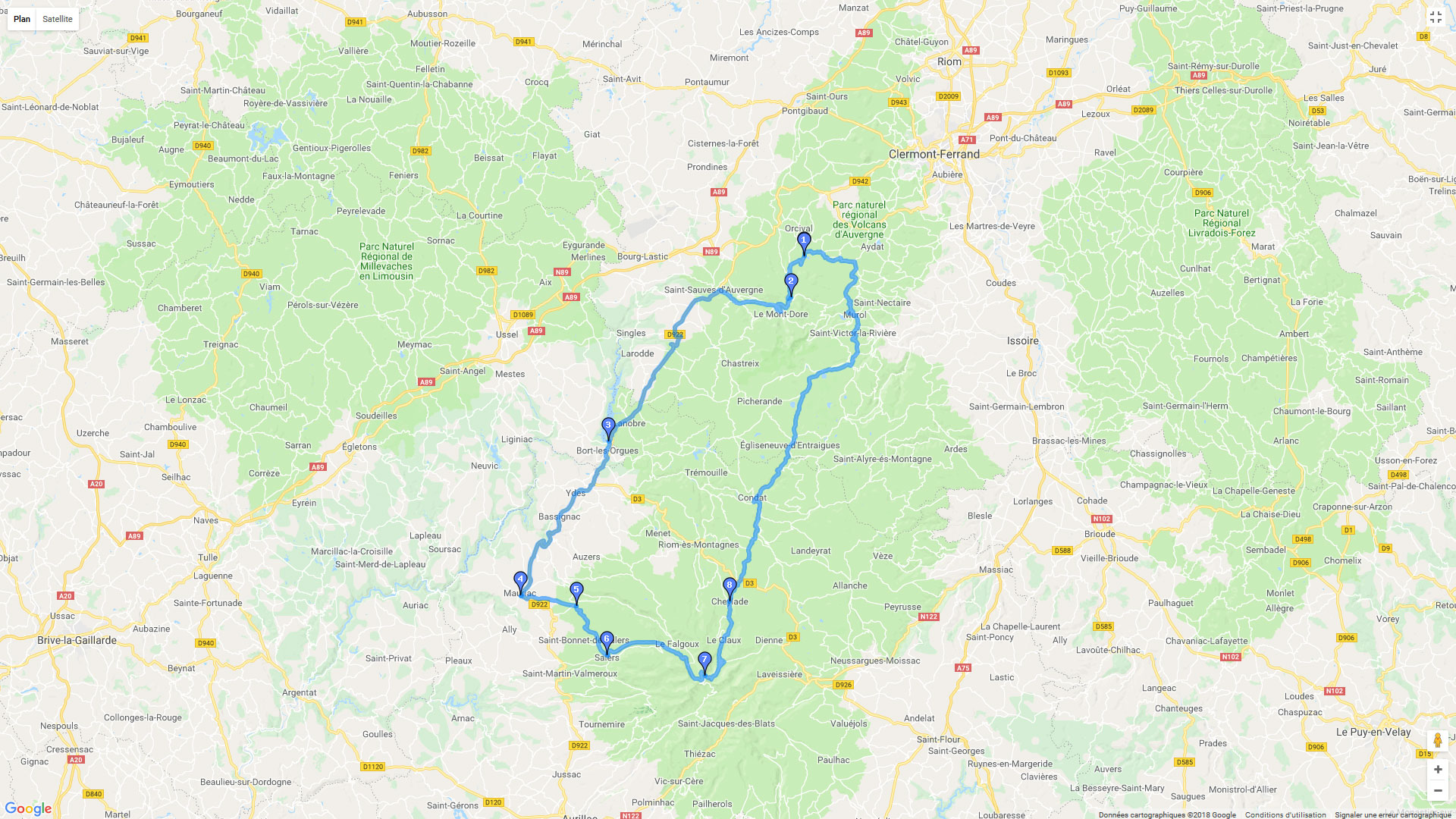 Pour zoomer sur la carte et avoir plus de détails, connectez-vous ! Carte roadbook Balade Cantalouse depuis le lac Servières (63)