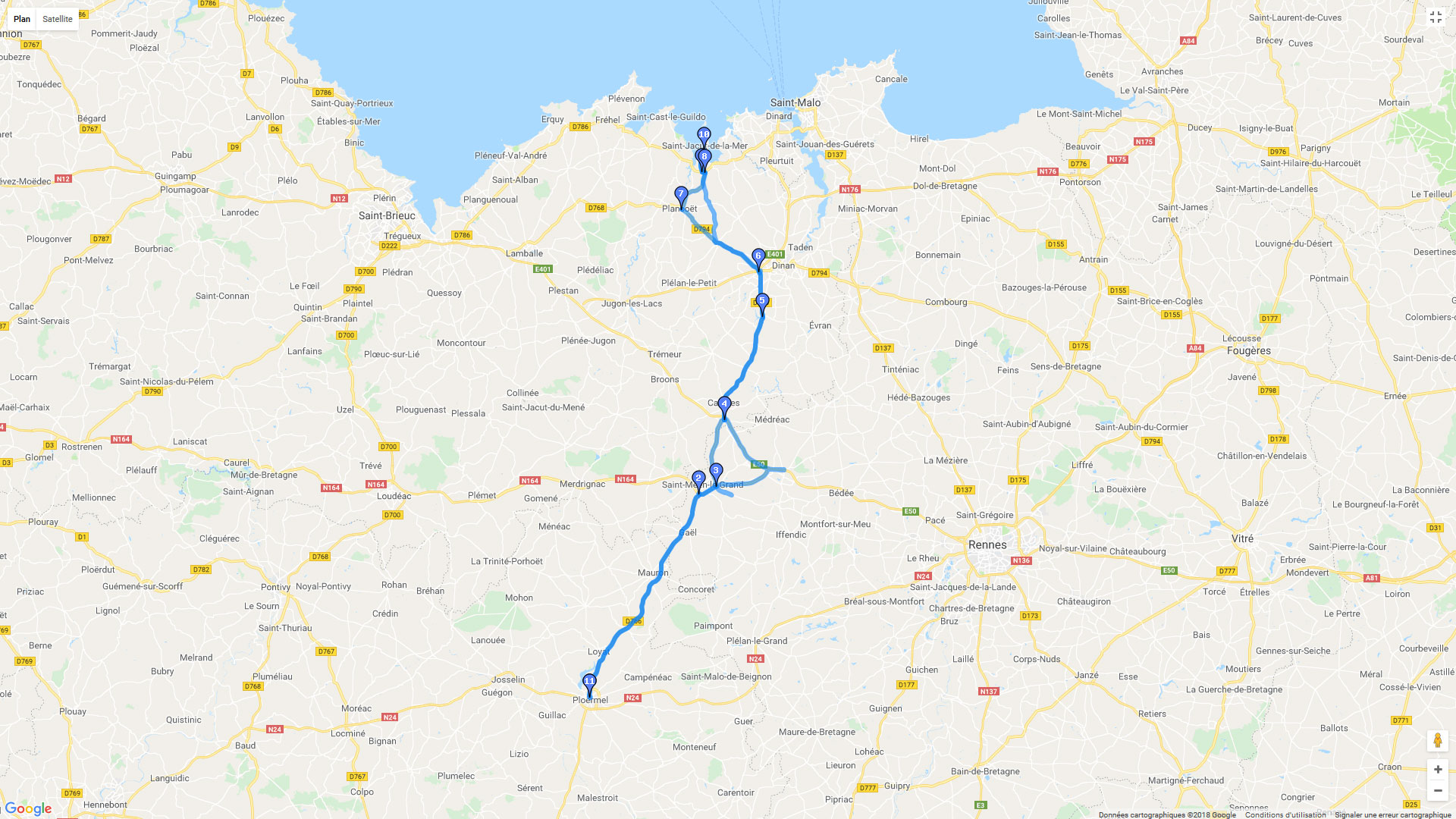 Pour zoomer sur la carte et avoir plus de détails, connectez-vous ! Carte roadbook Petite balade bretonne