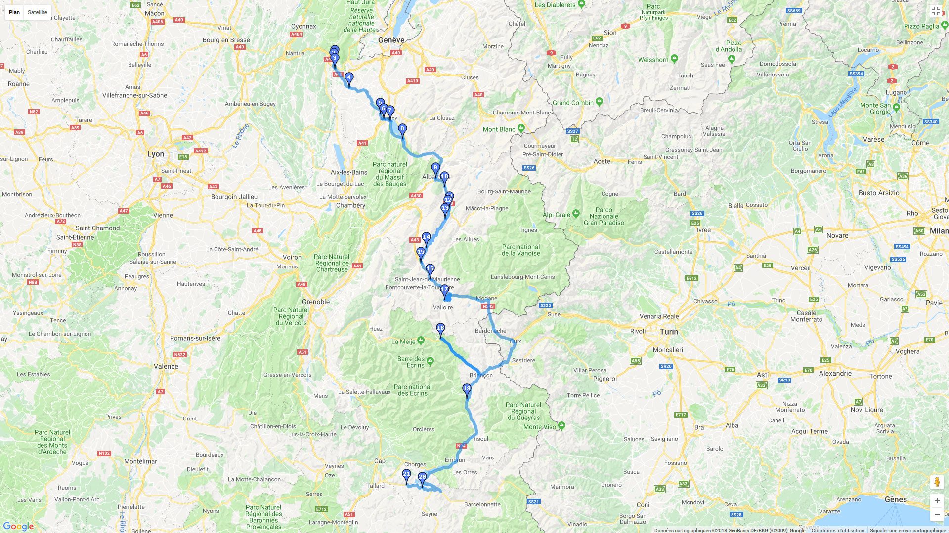 Pour zoomer sur la carte et avoir plus de détails, connectez-vous ! Carte roadbook Voyage à l'Est - jour3