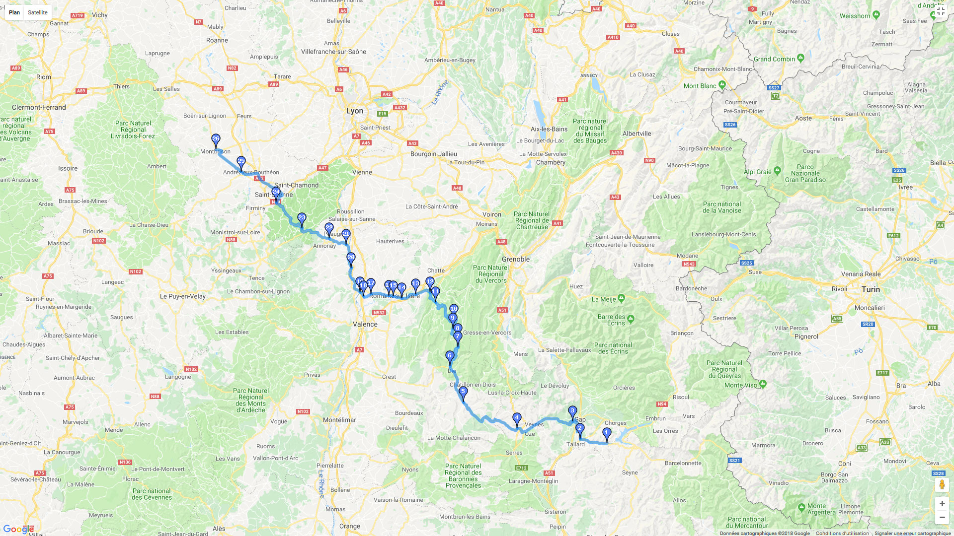 Pour zoomer sur la carte et avoir plus de détails, connectez-vous ! Carte roadbook Voyage à l'Est - jour4