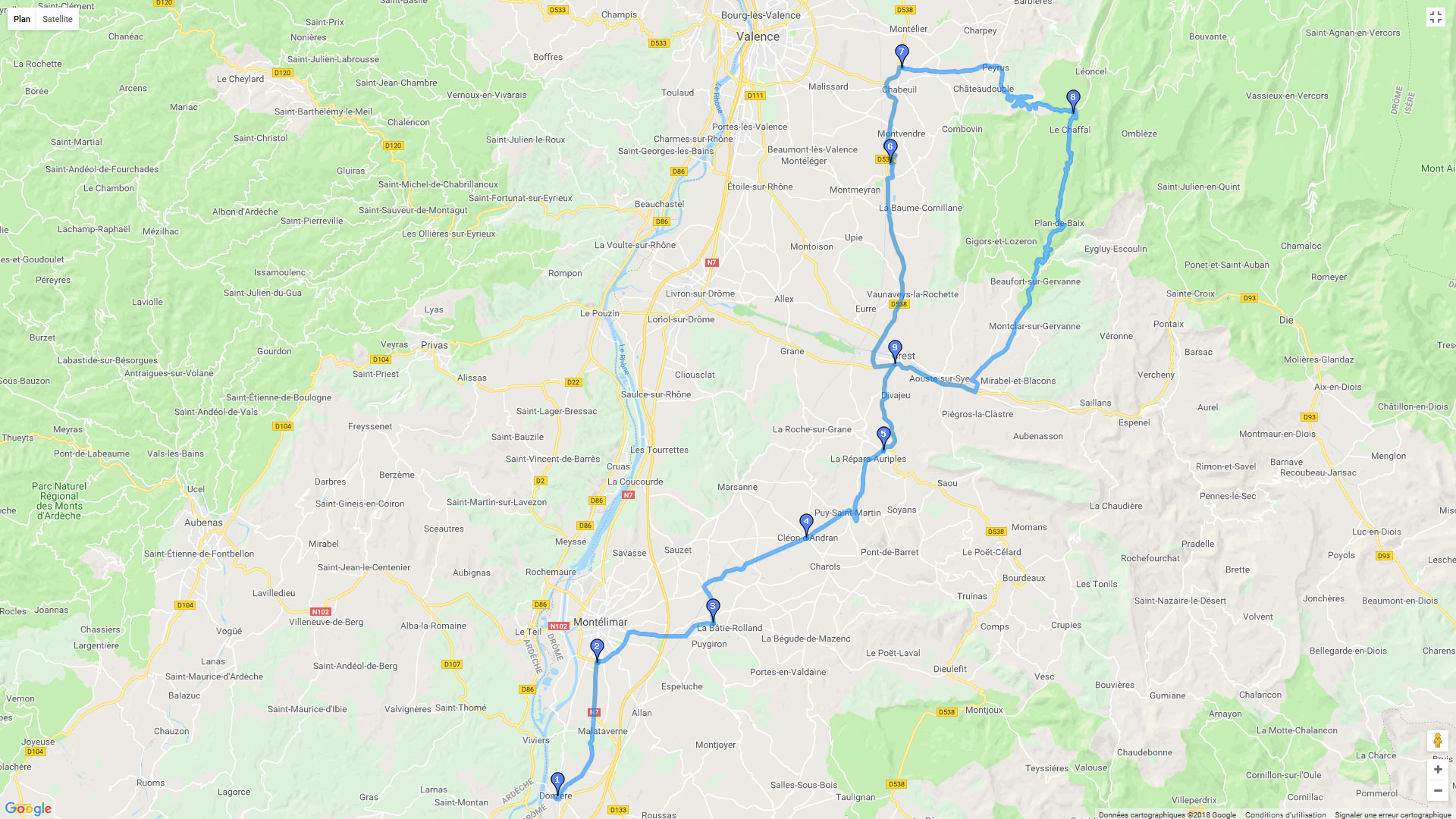 Pour zoomer sur la carte et avoir plus de détails, connectez-vous ! Carte roadbook Balade au Nord de la Drôme